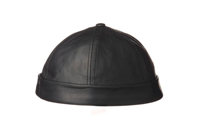 Distressed Oiled Lambskin Leather Beanie