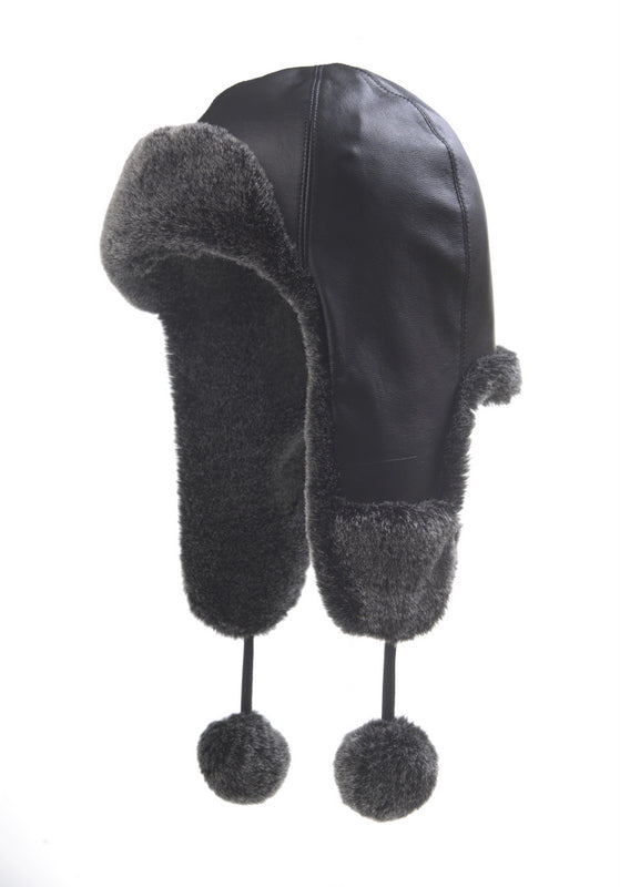 Leather Aviator with Faux Fur Trim