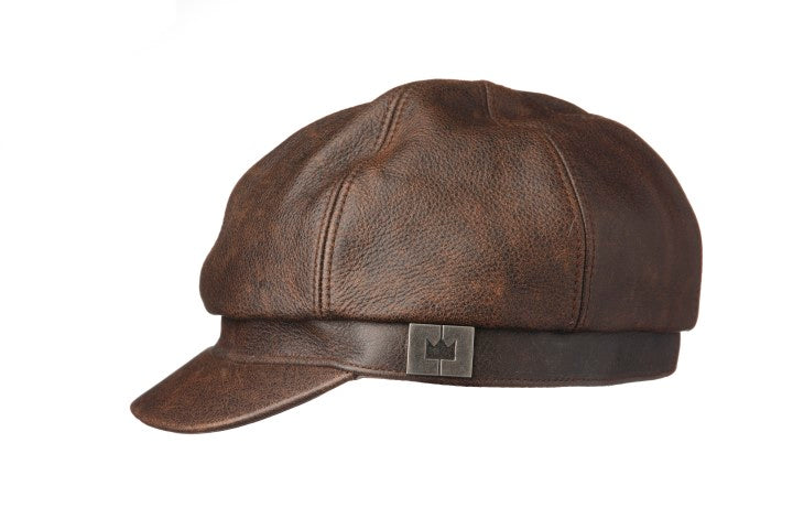 Vintage Leather Newsboy Cap