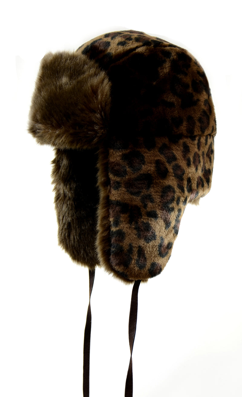 All-Over Faux Leopard Pile Aviator