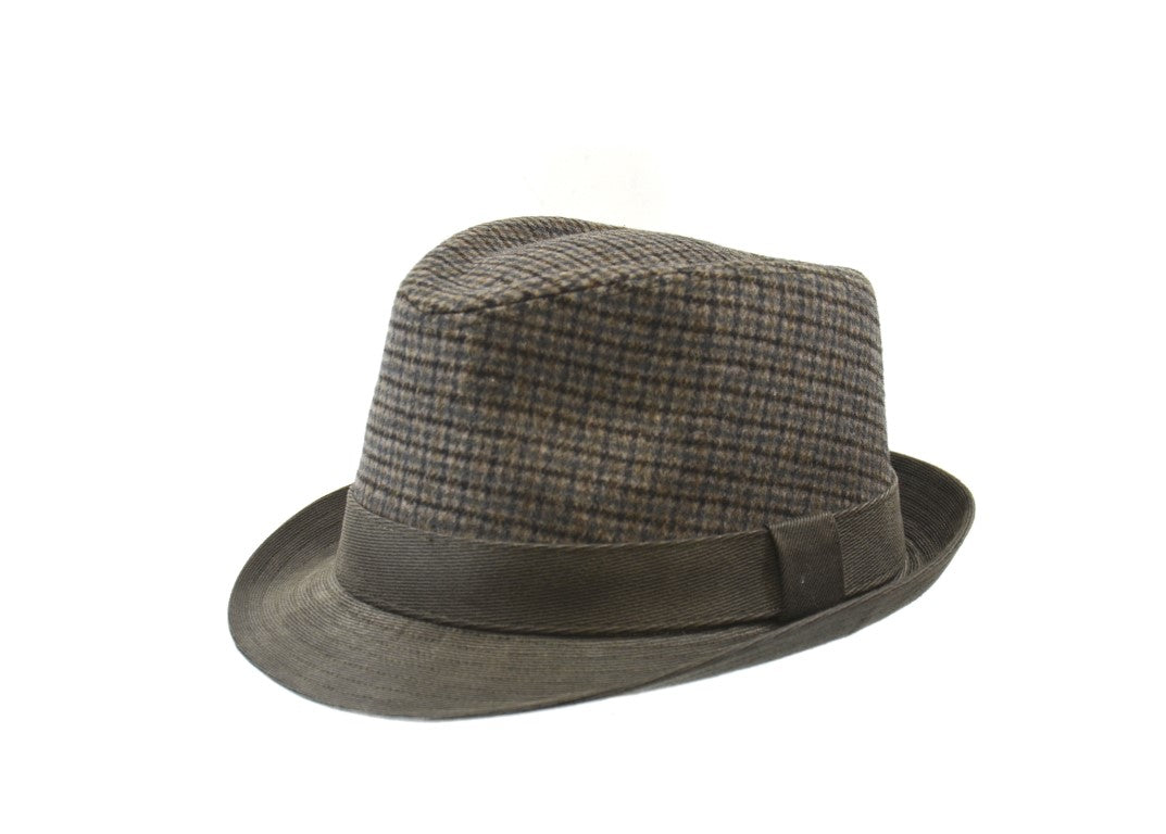 Waxed Cotton Twill and Tweed Plaid Fedora