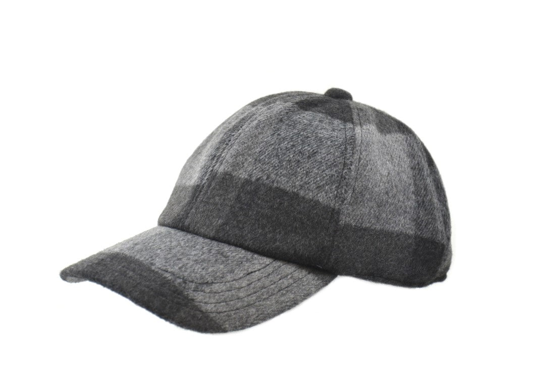 Wool Blend Brushed Plaid Adjustable Ballcap