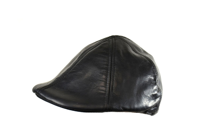 Distressed Oiled Lambskin Leather Six Panel Duckbill Ivy Cap