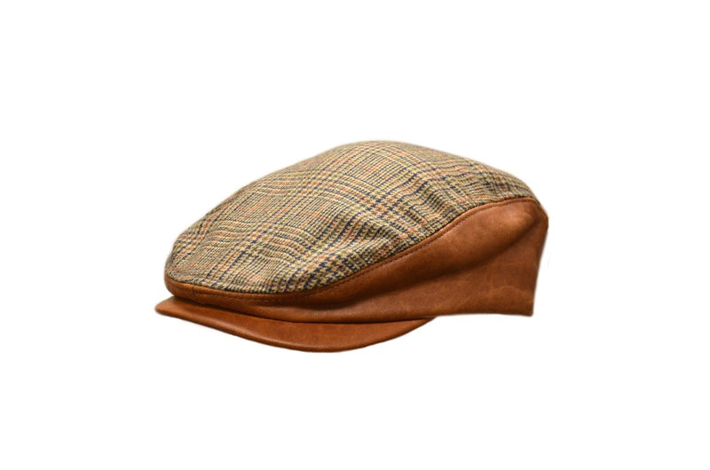 Lambswool Plaid Ivy Cap with Leather