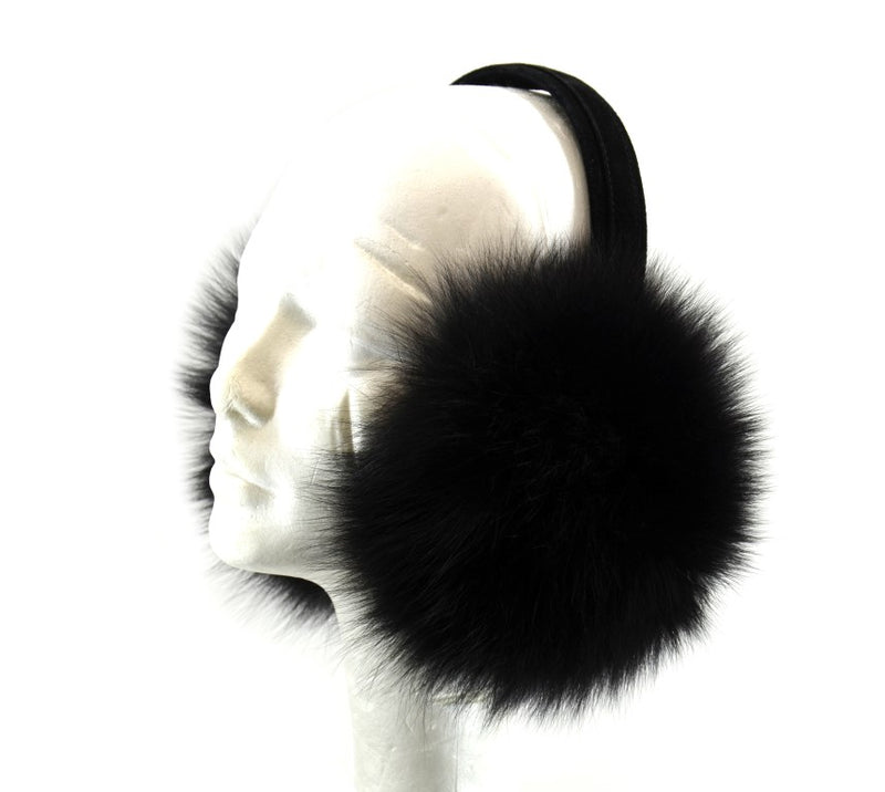 Black Fox Earmuff with Suede Covered Frame