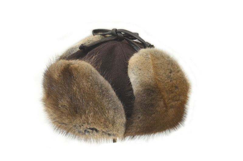 Muskrat Yukon Fur Hat with Melton