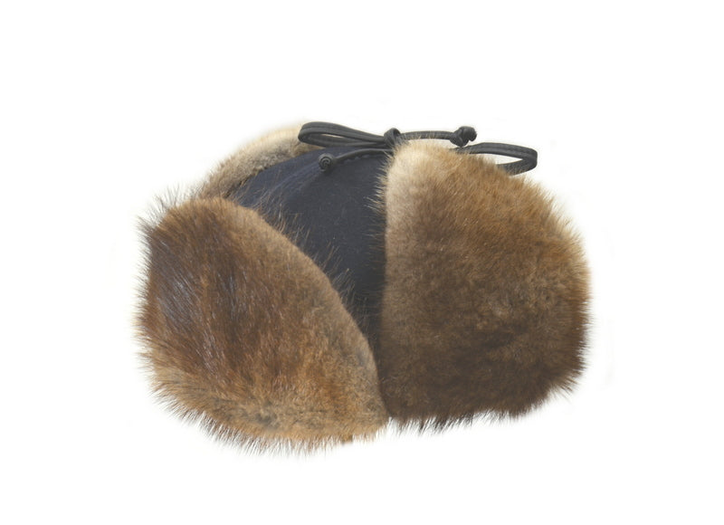 Muskrat Yukon Fur Hat with Melton