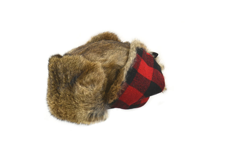 Rabbit Full Fur Russian Style with Buffalo Check