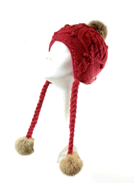 Chunky Wool Blend Knit Earflap Cap