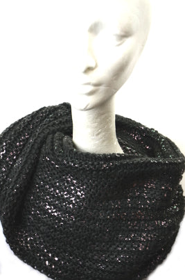 Knit Metallic-Coated Twisted Infinity Scarf
