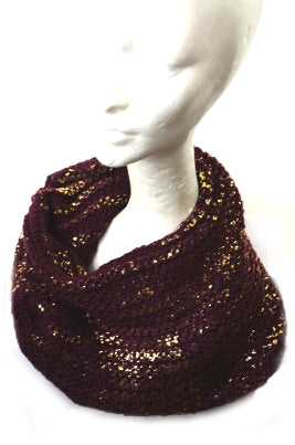 Knit Metallic-Coated Twisted Infinity Scarf