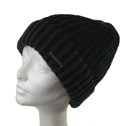 Chunky Two-Toned Ribknit Beanie with Cuff