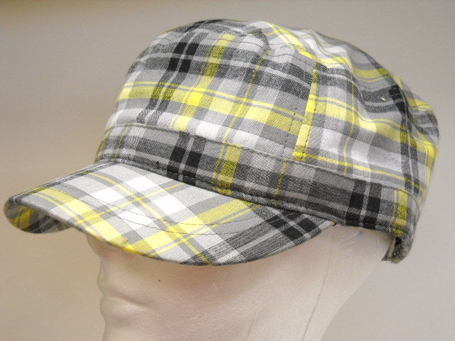 Cotton Plaid Flat Cap